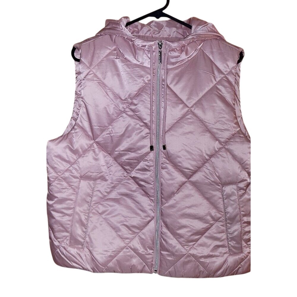 Marc New York Puffer Vest Womens PXL Mauve New Quilted Hooded M4PQH832 - Picture 1 of 5